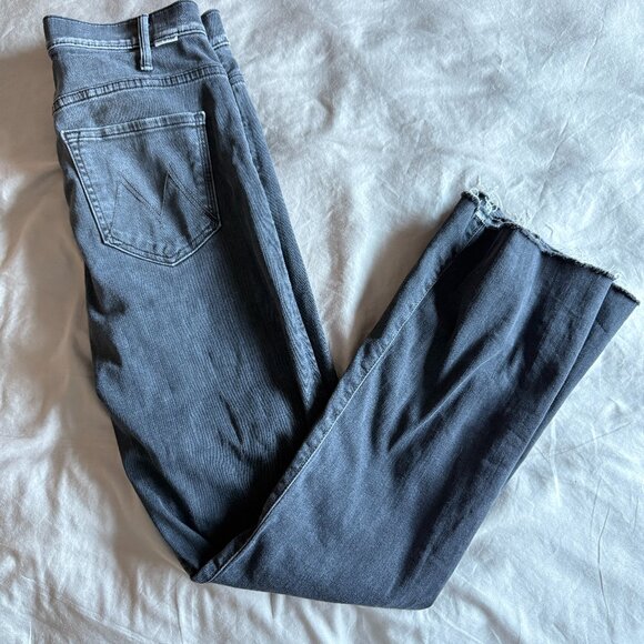 Mother Hustler Ankle Fray Jeans Gray Size 28 Manufactured Fringe - Picture 1 of 7